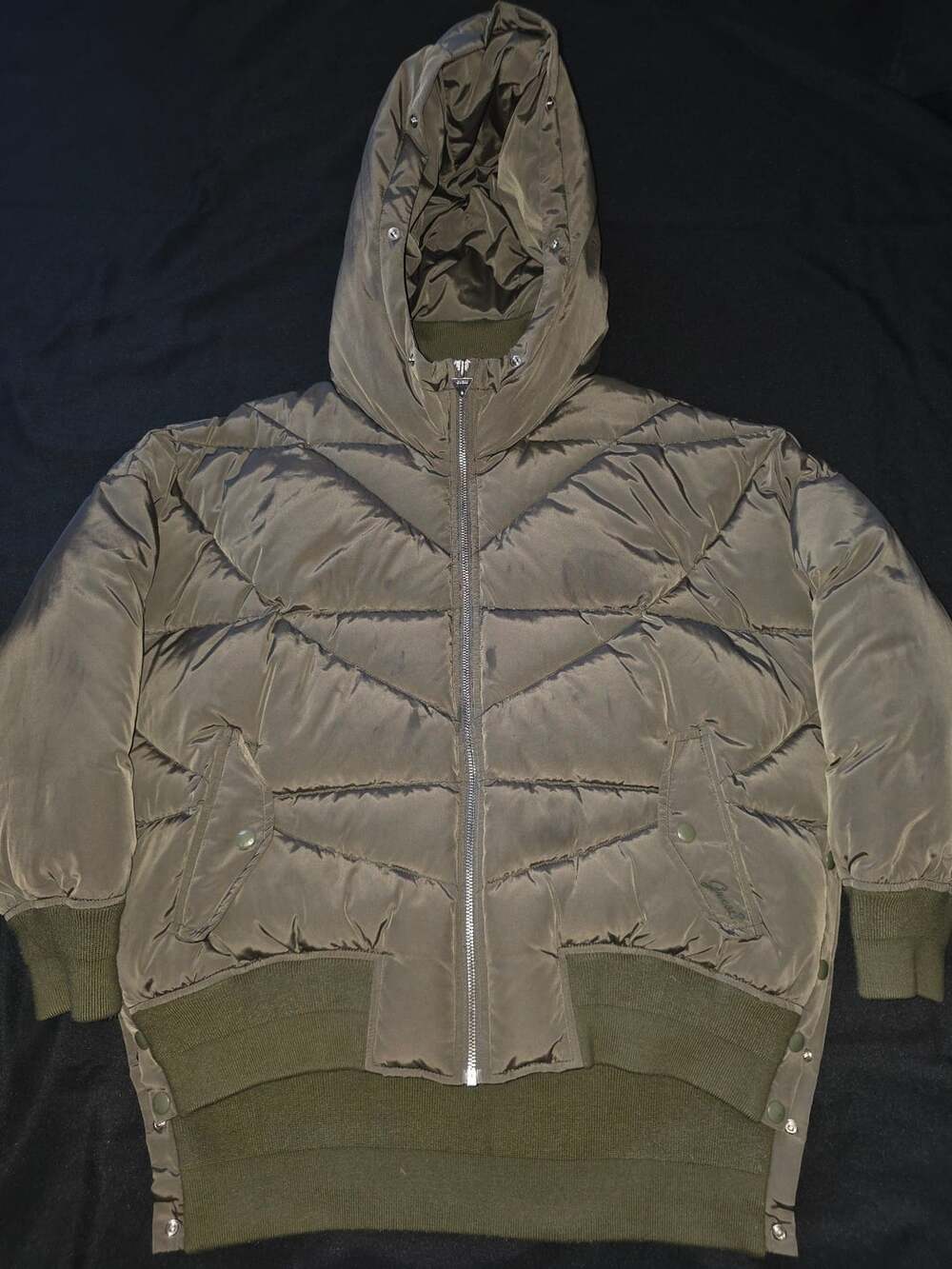 GUESS Los Angeles Olive Green Puffer Jacket with Hood Size XS